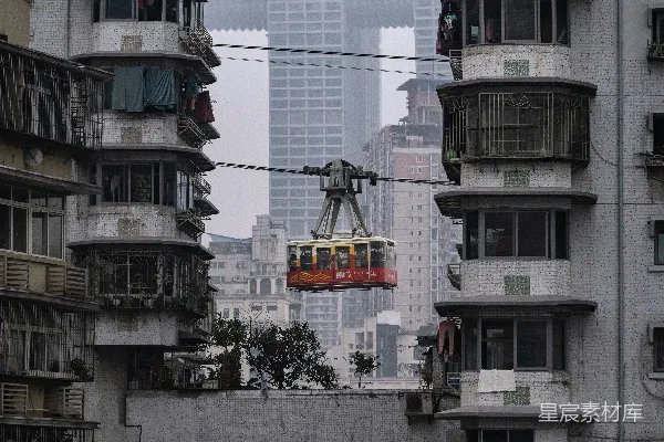 高清摄影 重庆山城缆车