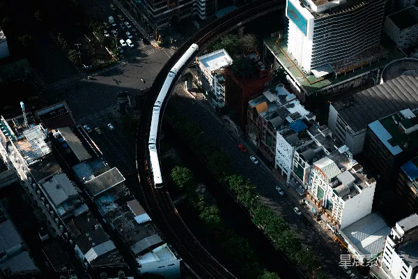 高清摄影 城市的脉络：空中列车与建筑