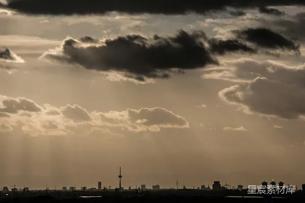 高清摄影 夕阳下的城市剪影