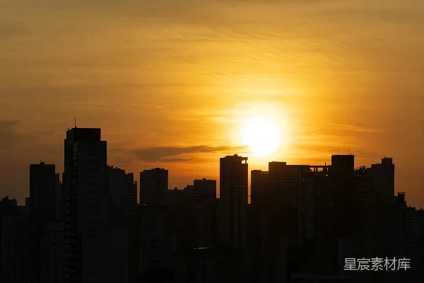 高清摄影 城市日落剪影
