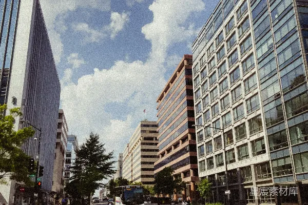 高清摄影 城市街景与蓝天