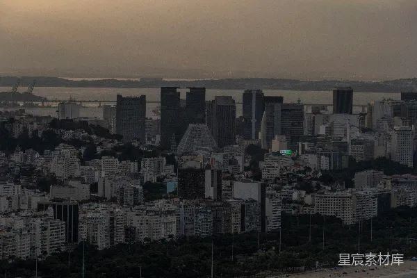 高清摄影 日落时分的里约热内卢城市全景