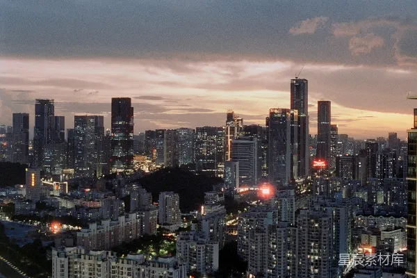 高清摄影 日落时分的城市天际线