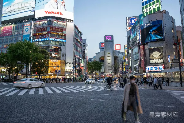 高清摄影 东京涩谷街头黄昏景象