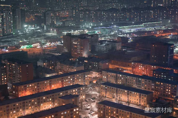 高清摄影 冬夜的城市灯火