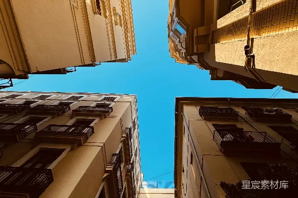 高清摄影 仰望蓝天的建筑