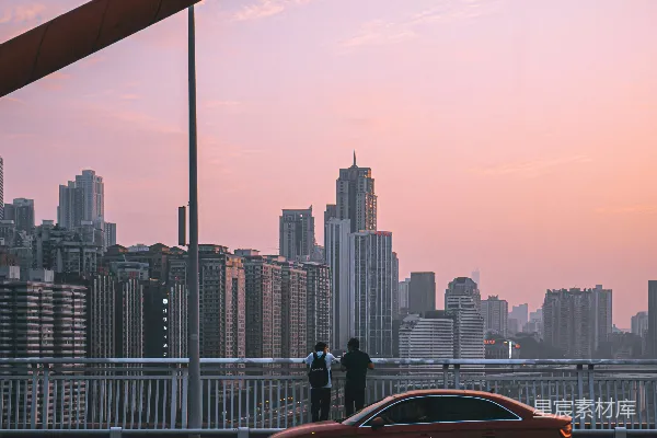 高清摄影 城市黄昏下的桥梁