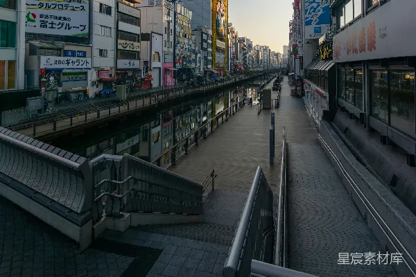 高清摄影 大阪道顿堀的宁静时刻
