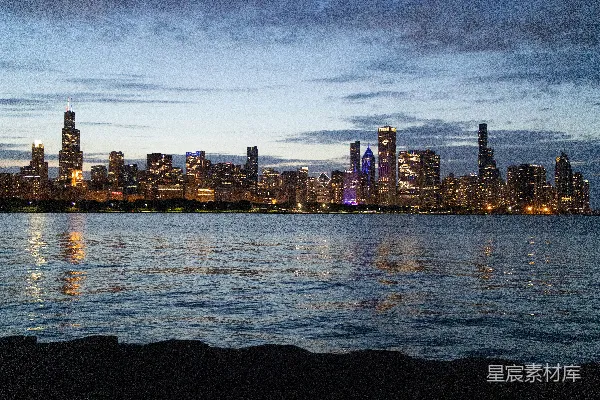 高清摄影 芝加哥天际线夜景