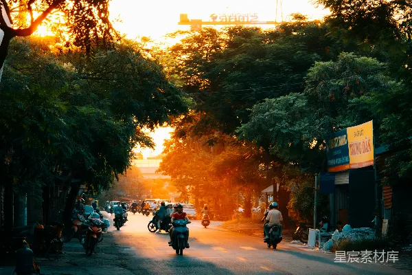 高清摄影 夕阳下的城市街道
