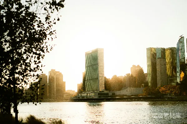 高清摄影 夕阳下的城市天际线