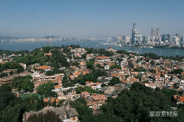 高清摄影 厦门鼓浪屿与城市全景