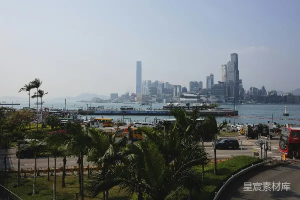 高清摄影 香港维港边的现代城市景观
