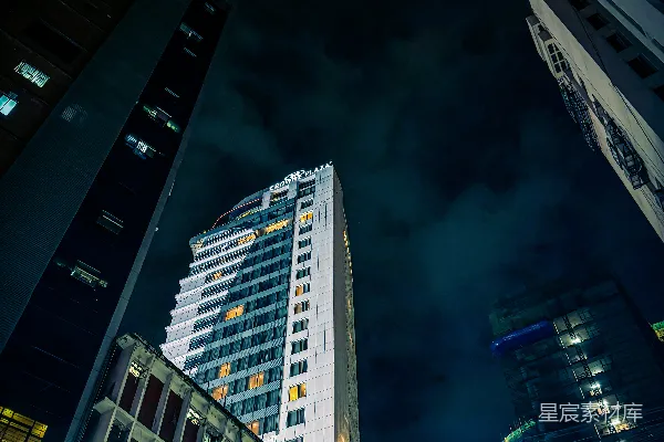 高清摄影 夜幕下的城市高楼