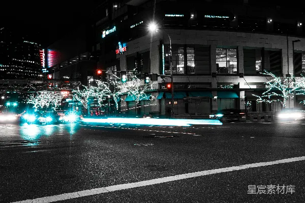 高清摄影 城市夜景中的光轨与霓虹