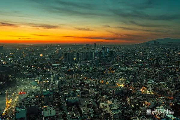 高清摄影 夕阳下的城市全景
