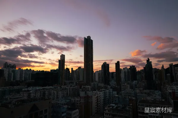 高清摄影 夕阳下的城市剪影