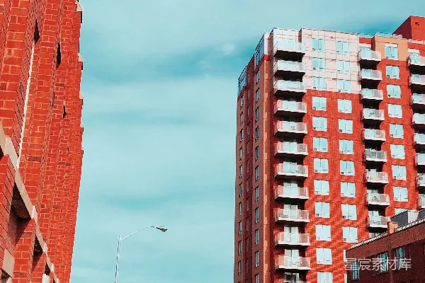 高清摄影 城市街景与红色建筑