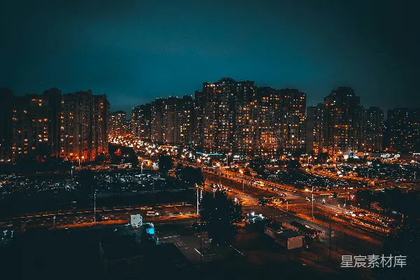 高清摄影 夜幕下的城市灯火