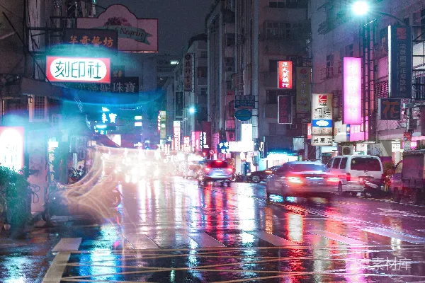 高清摄影 雨夜霓虹街景