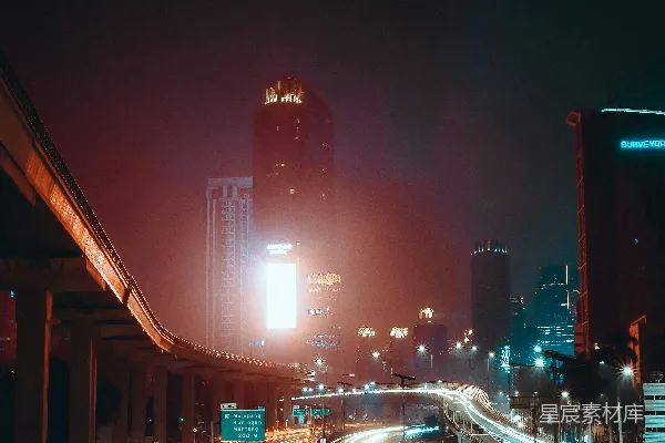高清摄影 夜幕下的城市高速公路