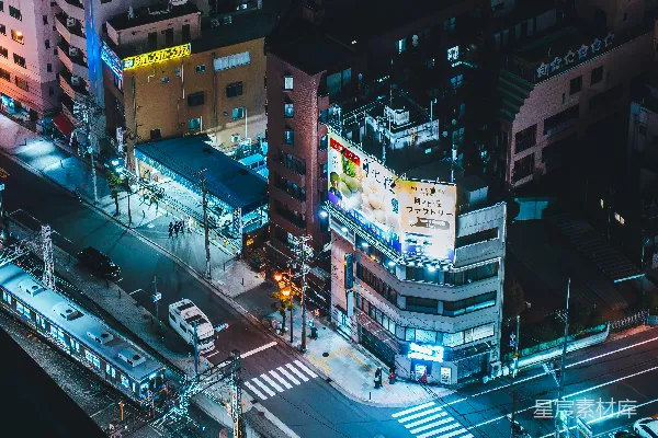高清摄影 夜色中的城市交界