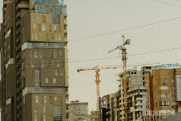 高清摄影 城市建筑与起重机的景象