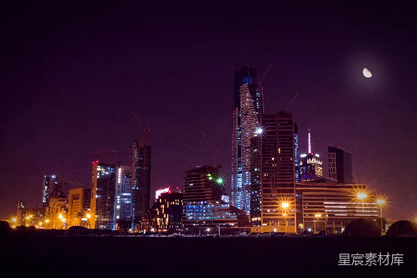 高清摄影 夜幕下的城市天际线