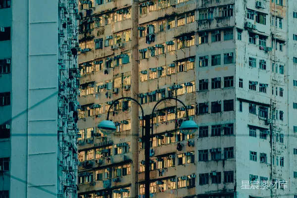 高清摄影 夕阳下的城市公寓