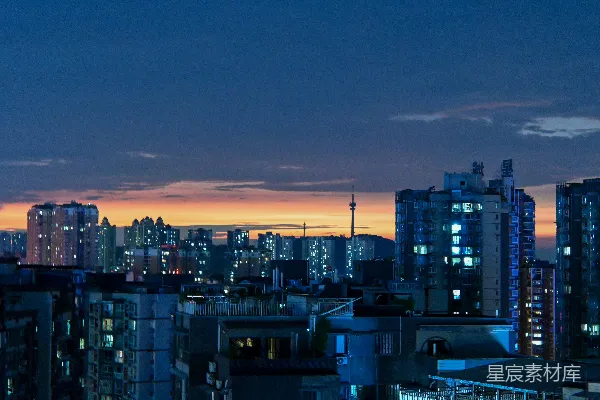 高清摄影 城市日落剪影