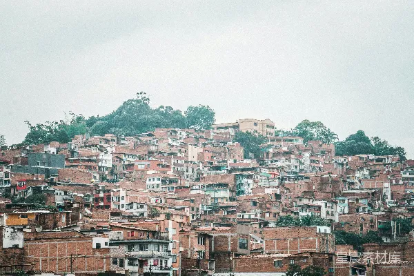 高清摄影 山坡上的密集住宅区