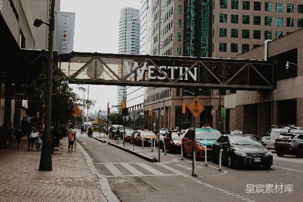 高清摄影 城市街道与Westin酒店入口