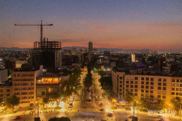 高清摄影 都市黄昏：灯火辉煌的城市夜景