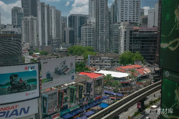 高清摄影 吉隆坡市景：高楼大厦与蓝天白云