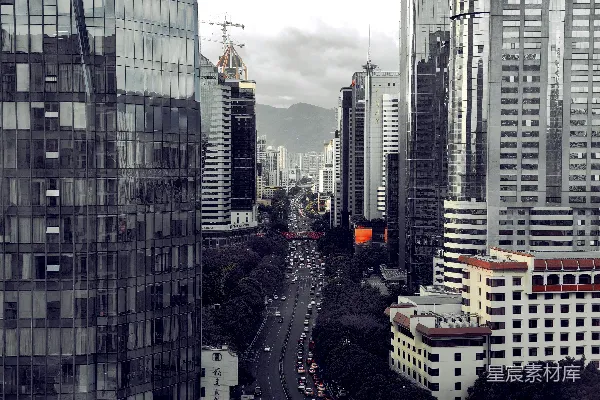 高清摄影 都市繁华与宁静的对比