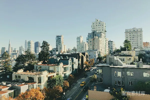 高清摄影 阳光下的城市全景