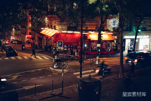 高清摄影 巴黎夜晚的咖啡馆