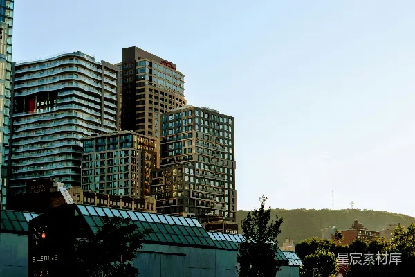 高清摄影 城市天际线中的现代建筑群