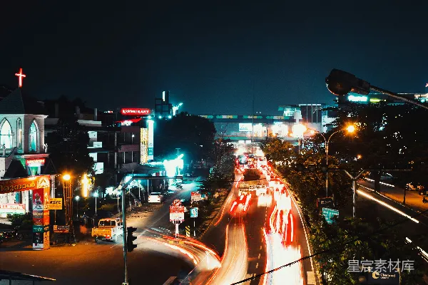 高清摄影 夜景中的城市交通