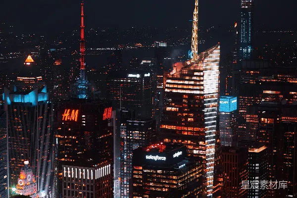高清摄影 纽约夜景：灯火辉煌的城市天际线