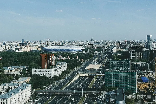 高清摄影 莫斯科的城市天际线与高速公路