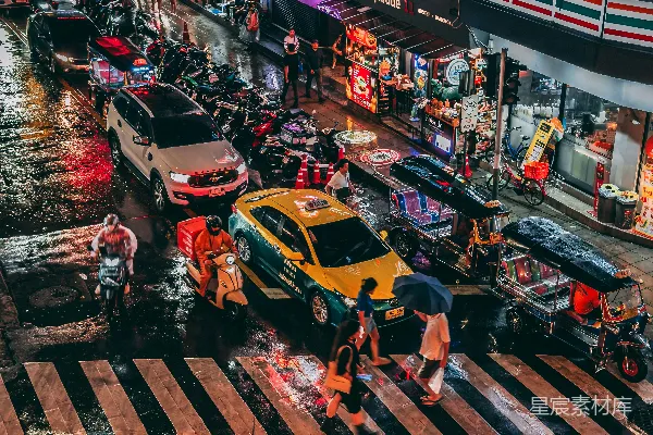 高清摄影 泰国曼谷雨夜街景