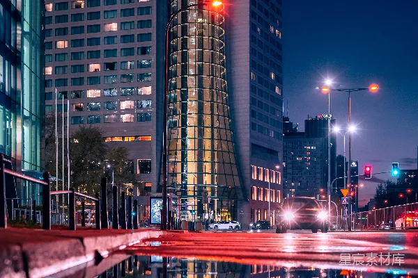 高清摄影 城市夜景与建筑倒影