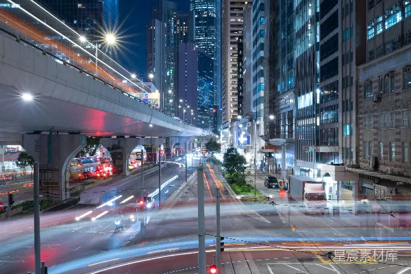 高清摄影 都市夜景：香港繁忙街道