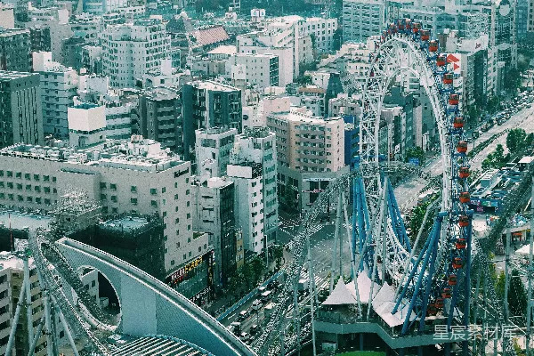 高清摄影 摩天轮与城市景观