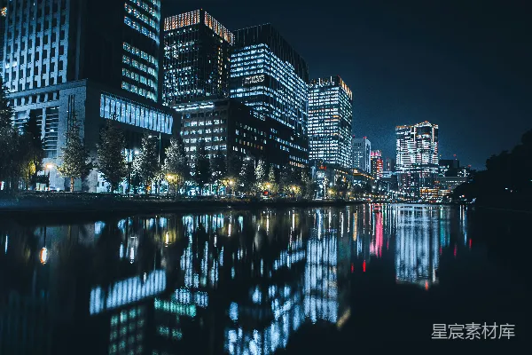 高清摄影 夜幕下的城市倒影
