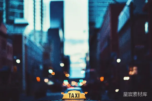 高清摄影 夜幕下的出租车