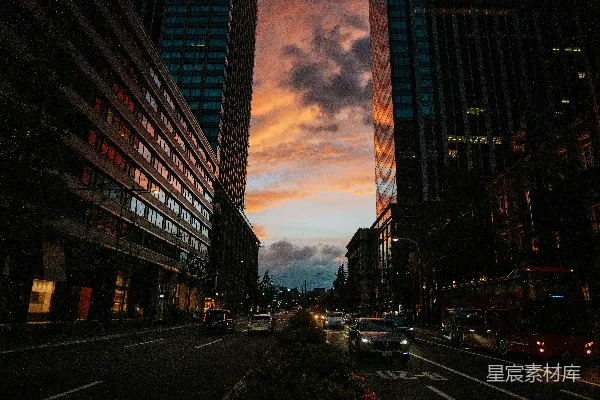 高清摄影 城市黄昏的宁静街景
