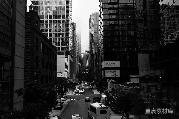 高清摄影 黑白现代城市街景