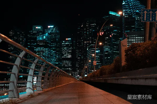 高清摄影 都市夜景中的桥梁